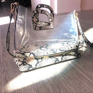 NEW INC Transparent Snake Skin Purse